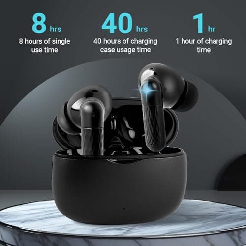 BlitexyFlow Wireless Earbuds, Ear Buds Earphones Bluetooth 5.3 USB C Mini Headphones Touch Control with Microphone Hi-Fi Stereo Sound Deep Bass CVC Noise Cancelling Water-Resistant — view 6