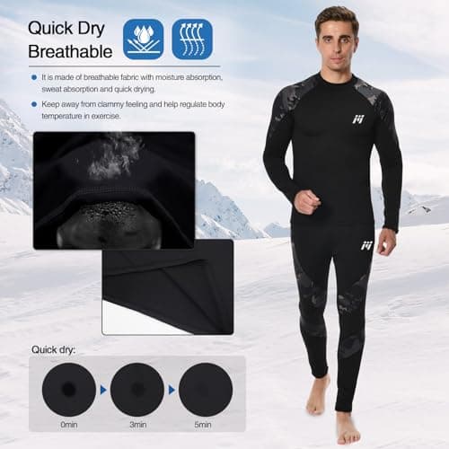 MEETWEE Men’s Thermal Underwear Set, Winter Base Layer Long Sleeve Long Johns Quick Dry Compression Top & Bottom for Sport Skiing Running Hiking — view 3