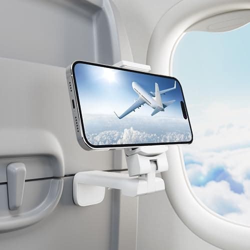 Klearlook 4 in 1 Adjustable Phone Stand - 360 Rotation Handsfree Viewing Flight Phone Holder, Foldable Travel Essentials, Accessory for Home/Office - White