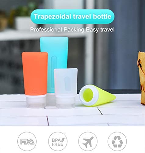 JasCherry 4 Pcs Mini Leakproof Silicone Travel Bottles Set - TSA Carry On Approved BPA Free - Squeezable Portable Storage Soft Reusable Bottle for Shampoo, Sunblock, Toiletries Etc (37ml) — view 2