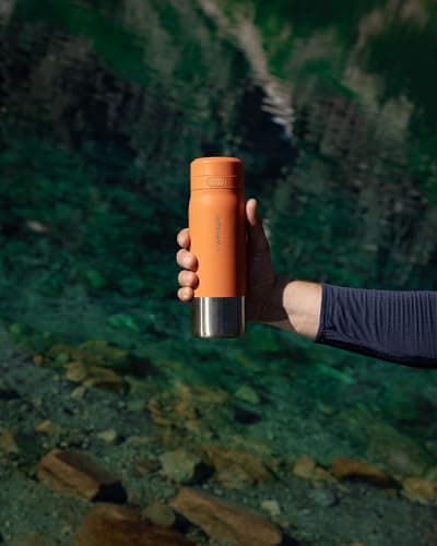 Wessper Steel Water Bottle with Water Filter 700 ml,BPA-free, Thermos Flask with Disc Water Filter, Drinking Bottle Ideal for Sports, Cycling, Fitness- Orange — view 6