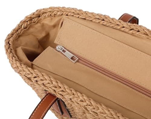 Pocadri Women's Straw Hobo Bag Woven Shoulder Bag Large Totes Summer Travel Beach Handbag Handmade Purse, Coffee — view 6