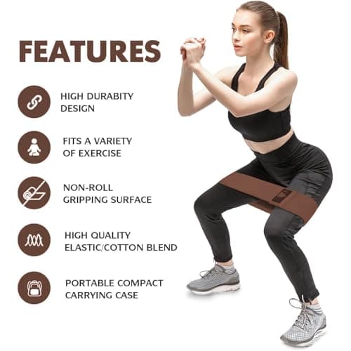 CFX Resistance Bands Set, Exercise Bands with Non-Slip Design for HIPS & Glutes, 3 Levels Workout Bands for Women and Men, Booty Bands for Home Fitness, Yoga, Pilates (Brown Set) — view 2