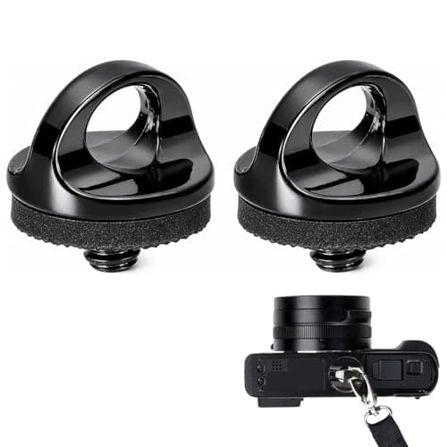 2 Pack Camera Strap Screws, 1/4 Inch Tripod Mount Adapter, Quick Install Neck Sling Holder, Scratch Resistant Rubber Pad, Durable Metal for All Standard DSLR SLR Mirrorless Cameras