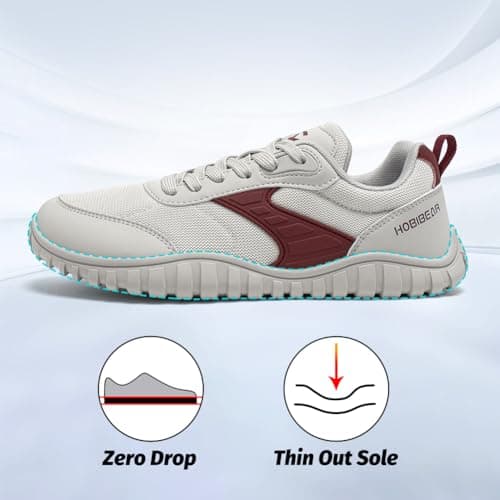HOBIBEAR Trail Running Shoes Women Mens Minimalist Barefoot Sneakers Zero Drop Sole Casual Walking Hiking Shoes with Wide Toe Box White — view 4