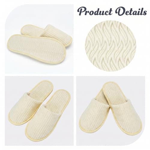 10 Pairs Hotel Spa Slippers Closed Toe, Disposable Coral Velvet Travel Slippers for Guests, Non-Slip Spa Slipperss with Thick 9mm Soles for Spa, Parties, Swimming Pools, and Travel Use(Yellow) — view 5