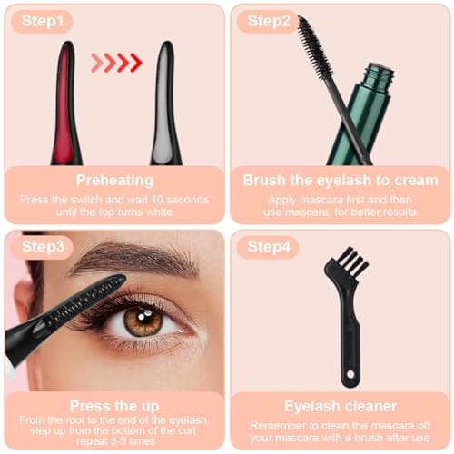LOPHE Heated Eyelash Curler, 4-Temperature Settings with Fast Heating, USB Rechargeable Automatic Shut-Off Safety, Travel-Friendly Lash Curling Tool for Home & Travel (White-E) — view 6