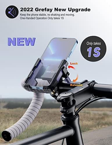 Grefay Bicycle Phone Holder 1S Quick Installation Drop-proof Motorcycle Phone Holder, 360° Rotating Phone Mount for 4.7‘’-7"' Mobile Phone, Suitable for Mountain Bike, Scooter, Electric Bike (Purple1) — view 2