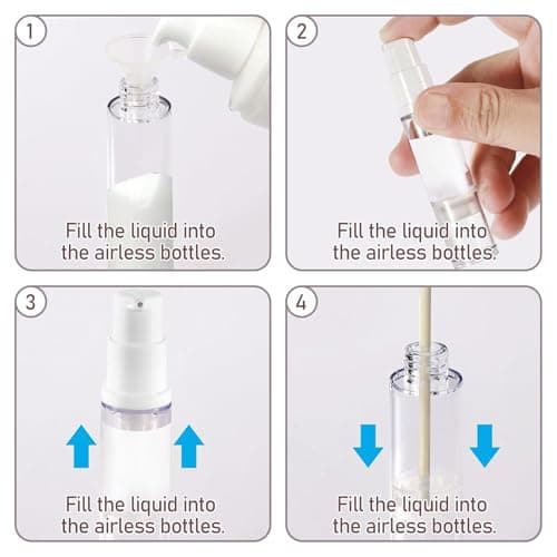 Empty Airless Vacuum Cosmetic Container 12Pcs Airless Pump Bottle,Refillable Clear Travel Lotion Pump Containers,Portable Plastic Lotion Press Pump Bottles for DIY Foundation,Gel,Essence Moisturiser — view 4