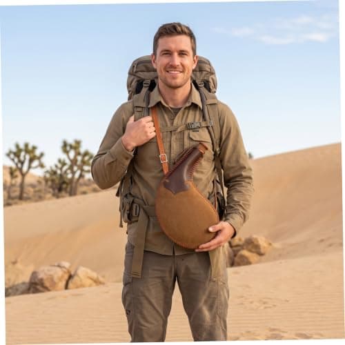 Waterskin with Lid Retro Water Drop Shaped Faux Leather Canteen, 12 Inch — view 3