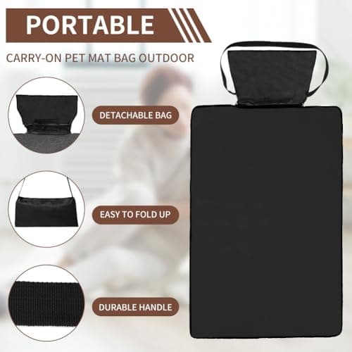 Adiwo Portable Pet Throw Blanket, 100x70cm Foldable Waterproof Reversible Floor Mat for Dogs Cats, Large Washable Dog Bed Blanket for Indoor Outdoor Camping Travel, Black — view 6