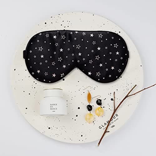 townssilk 100% Silk Sleep mask with Adjustable Strap,Comfortable and Super Soft Eye mask Ultimate Sleeping aid,blindford Silver Stars — view 6