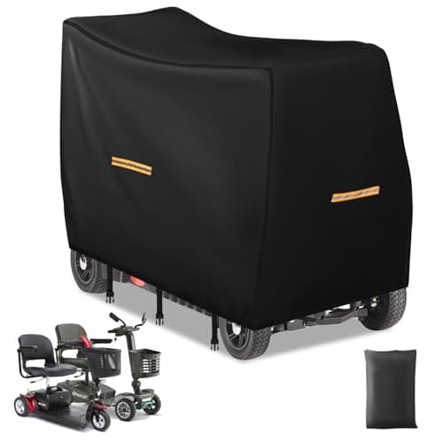 Mobility Scooter Covers Waterproof Heavy Duty,420D Oxford Fabric Electric Scooter Cover,Motorized for Travel,4 Reflective Strips,3 Windproof Buckles,Outdoor Protection(XL 57"x 26"x39")