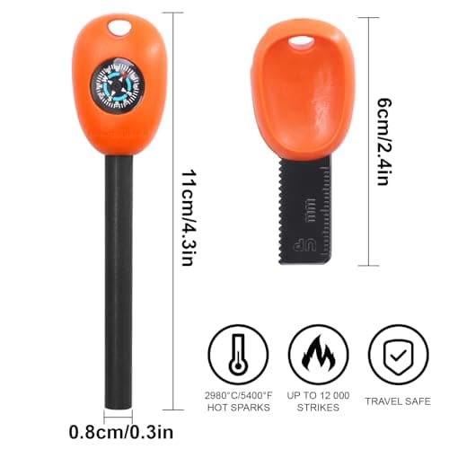 Flint and Steel Fire Starter Kit, 5-in-1 Multifuctional Fire Steel — view 2