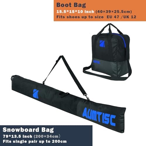 AUMTISC Ski Bag and Boot Bag Combo for 1 Pair of Ski and Boots,Adjustable Length Ski Bag… — view 3