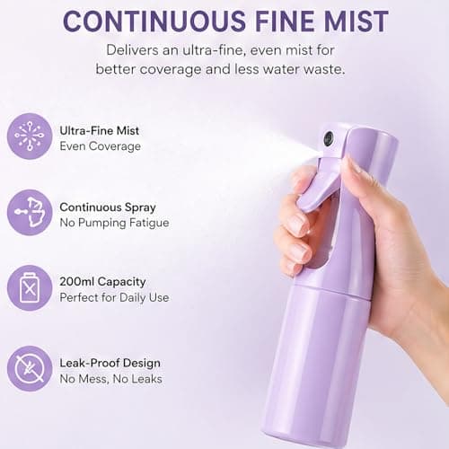 Gubilacrum 6-Piece 200ml Continuous Mist Spray Bottle Set for Styling and Hydration, Pink, Purple, Green, Water Spray Bottle for Hair, Refillable Hair Spray Bottle for Salon and Home Use — view 3