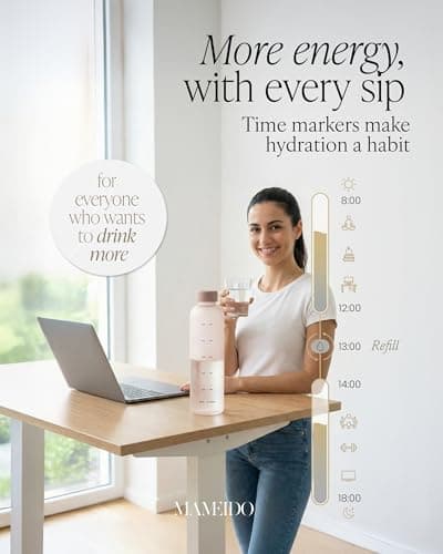 MAMEIDO Water Bottle with Time Markings 1.5 L (Ivory Beige Gold) — view 4