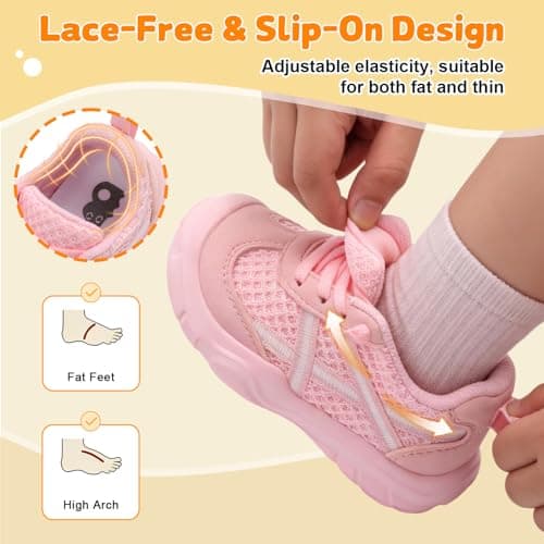 JIASUQI Toddler Shoes Boys Girls Barefoot Walking Shoes Kids Breathable Running Sneakers Slip On Tennis Shoes(Pink24,Size 7.5) — view 4