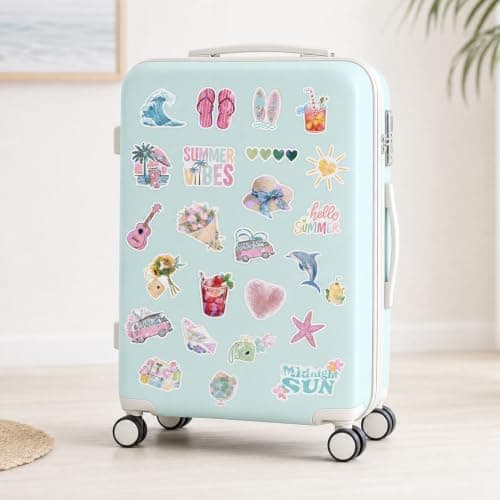 50 Pcs Summer Holiday Travel Stickers Aesthetic | Laser Film PET Waterproof Laptop Stickers for Water Bottle Scrapbook Luggage DIY Decor — view 6