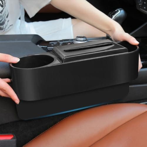 Car Seat Slot Organizer Black Storage Box 2 Pcs with Cup Holder, ABS — view 6