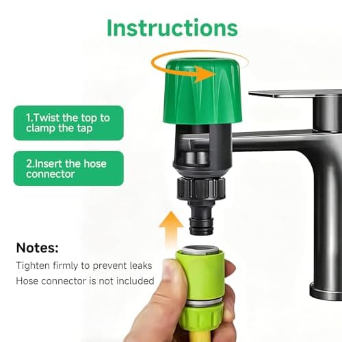 2pcs Tap Hose Connector for Kitchen Sink Indoor Outdoor Garden Hose Pipe Adapter Universal Mixer Tap Attachment Fittings (Green) — view 3