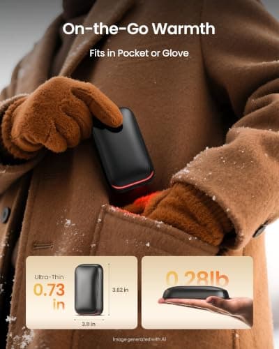 Gaiatop Magnetic Hand Warmers Rechargeable 2-Pack, Pocket Electric Hand Warmer Reusable, 3s Fast Heating, Fits in Gloves, Winter Sports Golf Accessories, Secret Santa Gifts for Men Women Dad — view 4