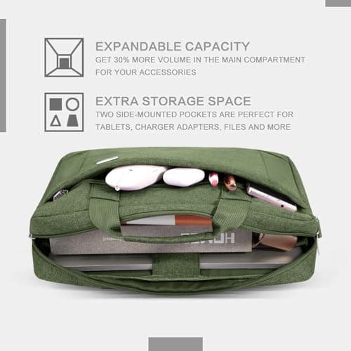 Voova Laptop Bag Case 17 17.3 Inch Computer Sleeve Messenger Bag, NavyGreen — view 3