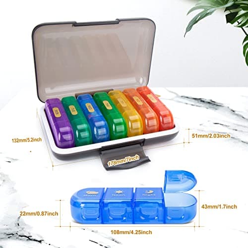MURRI&MURRDI 28 Cell Pill Organiser 4 Times a Day, Weekly Medication Box — view 2