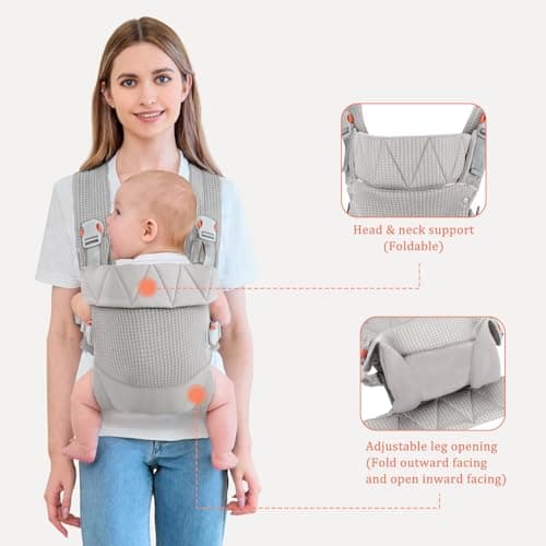 IULONEE Baby Carrier Newborn to Toddler Ergonomic Infant Carrier Wrap Grey — view 5