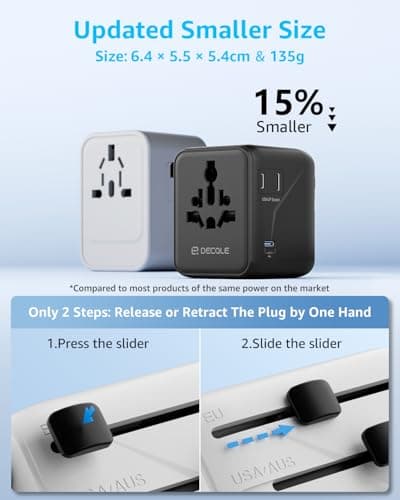 decqle “Pro” Universal Travel Adapter for International Travel -EU UK US AU — view 4