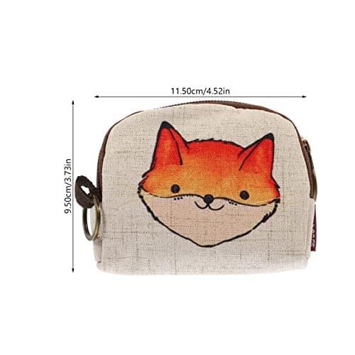 EXCEART Cartoon Key Storage Pouch Small Wallet for Women Linen Zipper Change Purse Portable Coin Bag for Jewelry Earphones and Travel Accessories — view 2