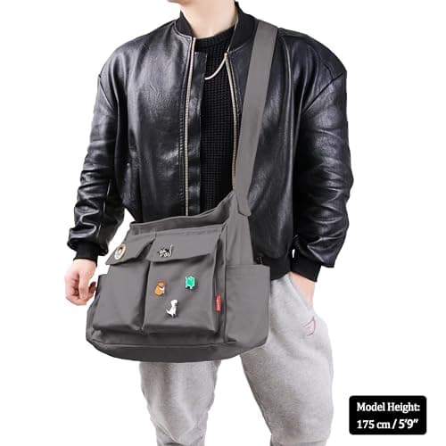 Captain Blues Canvas Hobo Crossbody Bag for Women & Men - Large Capacity Versatile Crossbody Tote Bag with Multiple Pockets, Adjustable Strap for Work, School, Travel, and Day Out (Grey) — view 2