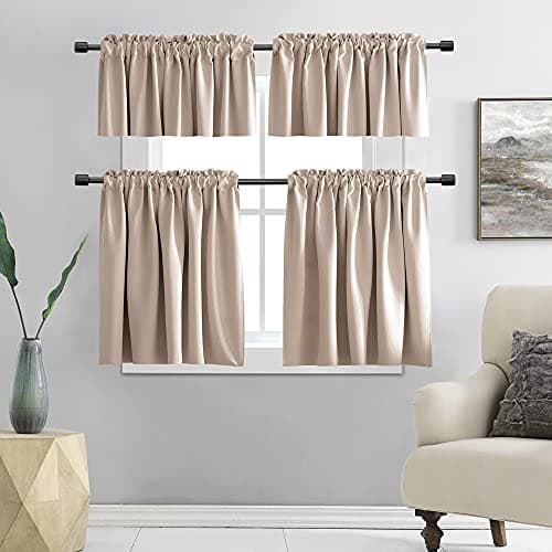 DONREN 2 Pack Blackout Window Valances for Basement with Rod Pocket -16 Inches Long Valances for Windows(Warm Taupe,52 Inches Wide) — view 5