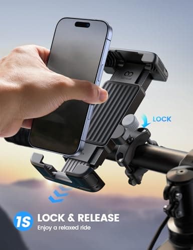 Lamicall Bike Phone Holder Bicycle - 【Foldable Clamp】 Motorbike Phone Holder, Universal Motorcycle Handlebar Clamp Mount for iPhone 17 16 15 14 13 Pro Max Mini Air Samsung S25 Ultra, All Phones - Gray — view 2