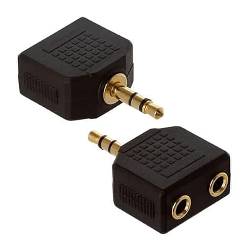 CableStop Twin Pack 3.5mm Stereo Splitter Adapter, Gold - 2 Way Headphone Jack Y Splitter for Phones, Tablets, Laptops, Speakers