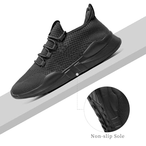 Mens Trainers Trail Running Walking Casual Gym Sport Tennis Barefoot Shoes Non Slip Work Hypersoft Sneakers Black 9.5 — view 4