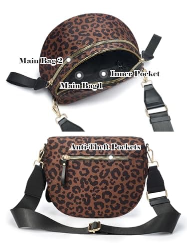 Pure Colour Crossbody Bag Bum Bag for Women,Spacious Purse Fanny Packs Belt Bag,Oversized Bum Bag, Black Brown Leopard Print Bum Bag, 11.0 Inches X 8.6 Inches X 4.5 Inches, Casual — view 4