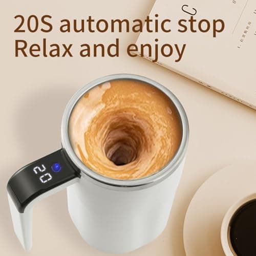 Self Stirring Coffee Mug - 380ml Electric Mixing Cup with Magnetic Stirrer | Rechargeable Mixer Cup with Temperature Display | Travel Office Mug for Coffee/Milk/Protein Powder — view 4
