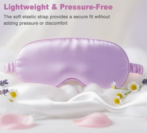 Sleep Mask Satin Eye Mask, Blackout, Light Purple — view 3