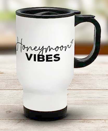 Shopagift Honeymoon Vibes Travel Mug Wedding Holiday Celebration Gift Stainless Steel 14oz Cup — view 2