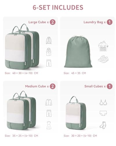 Narwey 6 Set Compression Packing Cubes for Suitcases, Travel Packing Bags — view 3