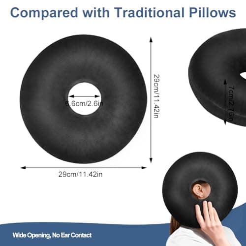 AOOSA Piercing Pillow, Black Ear Piercing Pillow for Side Sleepers — view 2