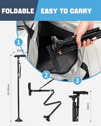 Sinocare Walking Stick, Adjustable Folding Walking Sticks for Women and Men — view 2