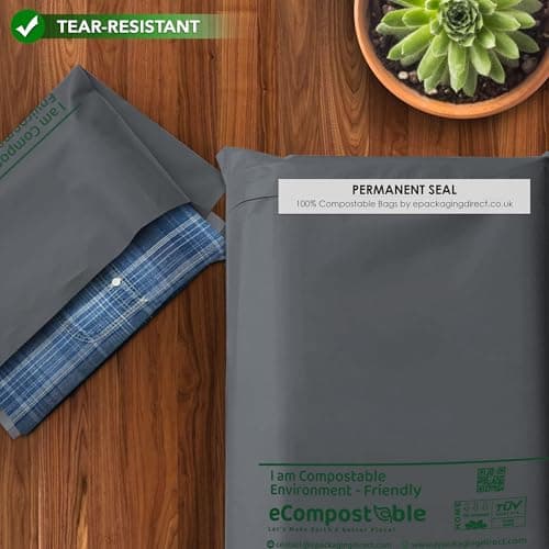 50 Mixed Compostable Mailing Bags Poly Postal Self Seal Bags 4 Sizes 50 from Each iSOUL Small to Large Mailing Bags Postage Packaging Assorted Mailers Posting Shipping Post Parcels Package Bags — view 3