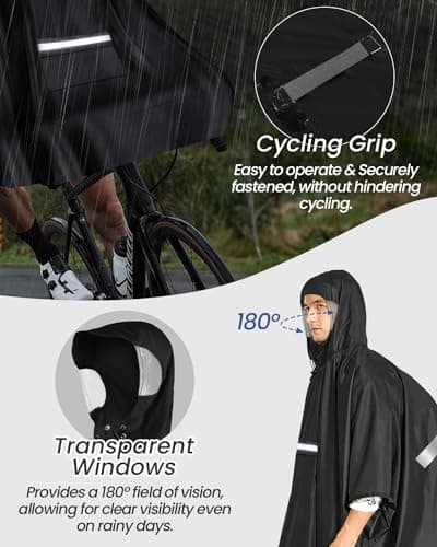 Victoper Waterproof Rain Cycling Poncho for Adults with Upgraded Material, Zipper Closure, Lightweight Design, Suitable for Outdoor Activities Camping, Cycling, and Travel — view 3