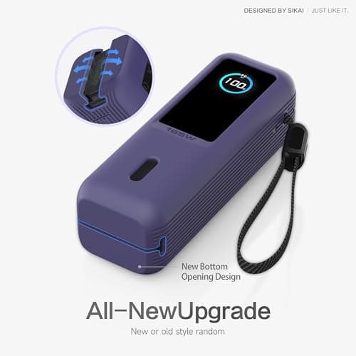 Silicone Case for Anker Laptop Power Bank 165W (25000mAh) with 1/4-inch Nut Hole, TF/Sim Card, Card Pin Storage Slot for Anker Power Bank 165W Skin-Friendly Anti-Lost Protective Case (Purple) — view 4