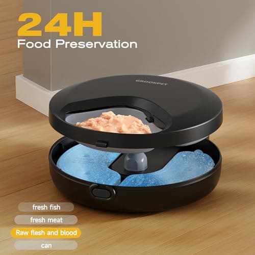 Automatic Cat Feeder Wet Food: Cordless Cat Food Dispenser with Timer - Pet Feeder with Ice Pack for Wet & Dry Food Refrigerated - Auto Wireless Small Dog Feeder Battery Power - Supply 4 Meals per Day — view 2