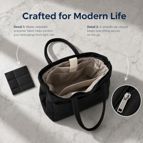 DINSAGE Tote Bags for Women Puffer Work Tote Bag with Compartments Lightweight Laptop Bag with Zip Large Ladies Hand Bags Womens Shoulder Teacher Nurse College Handbag for Work School Uni Travel — view 5