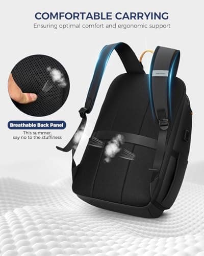 Ponhog Laptop Backpack for Men - 18.4 Inch Large Travel Backpack,40L Tech Backpack with USB Charging Port Anti-Theft Pocket,900D Smart Rucksack for College Business Work Overnight Black — view 5