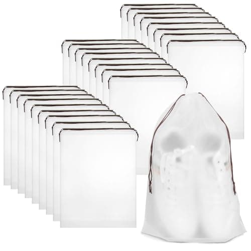 XXXFLOWER 26Pcs White Frosted Drawstring Shoe Storage Bags